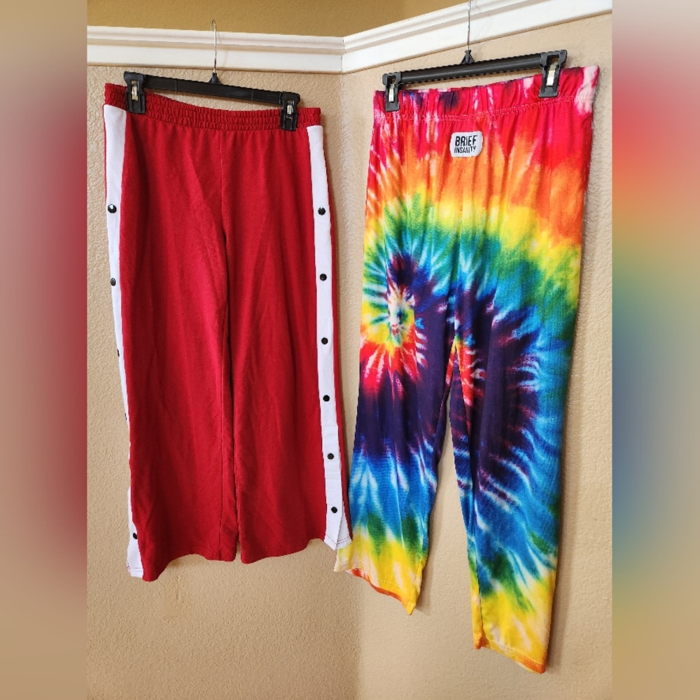 Almost Famous Red Track Pants Size L, Free TieDye Lounge Pants